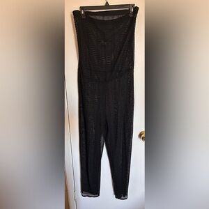 Elegant Black Knit Tube Top Jumpsuit or Bikini Cover Stretchy with No Tag